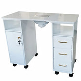 Manicure table with Marble Top, Vacuum and storage cabinets and drawers
