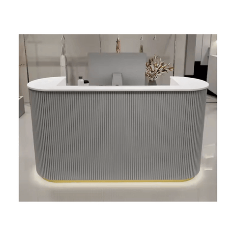 Modern Beauty Salon Reception Desk commercial multiple storage space front Checkout Counter QT06