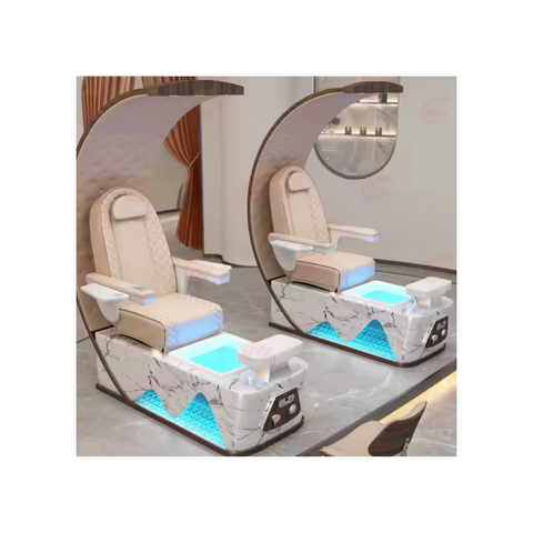 Luxurious Modern Professional Throne High-Back Foot Spa Massage Manicure Pedicure Chair with LED Base for Nail Salons