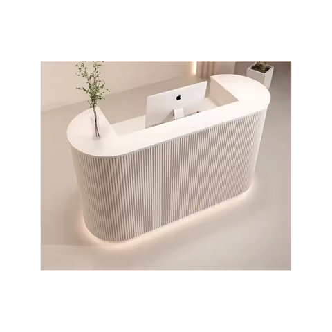 Modern Beauty Salon Checkout Counter LED customizable color barber shop Reception Desk QT08