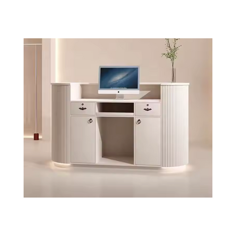 Modern Beauty Salon Checkout Counter LED customizable color barber shop Reception Desk QT08