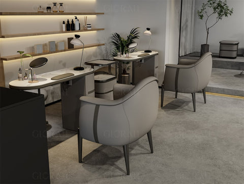 YOOCELL ® Glorall Manicure Table with Manicurist Chair and Guest Stools Chair Whole Set TR1802