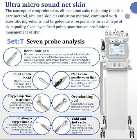 7-in-1 Professional RF Hydrogen Machine Ultra-Quiet No-needle Hydra Oxygen Facial System