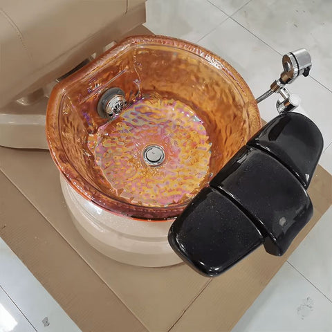 SalonLand Brown Leather Pedicure Chair With Water Faucet