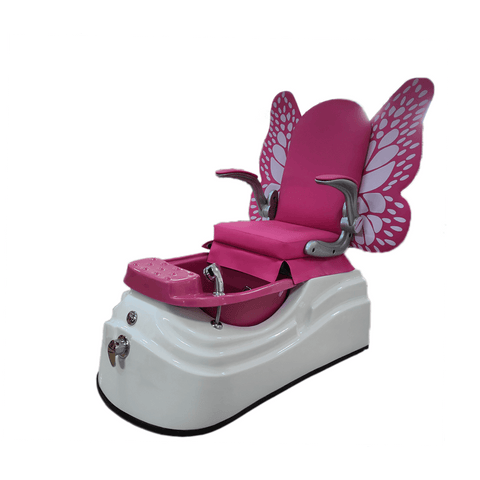 SalonLand Pink Mini Kids Pedicure Chair Butterfly Backrest Design