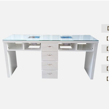 Double seat space professional manicure table Beauty salon dedicated manicure table glass tabletop