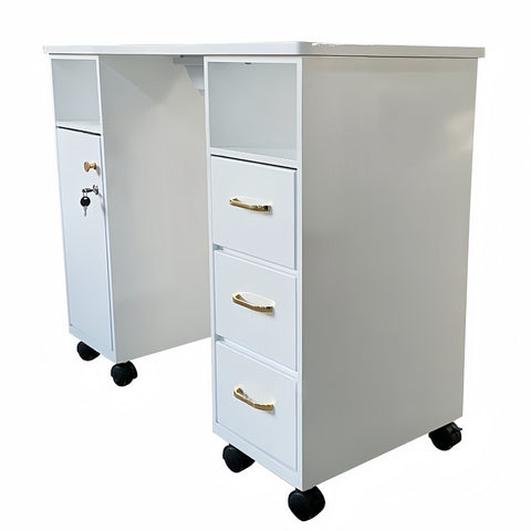 Manicure table with Marble Top, Vacuum and storage cabinets and drawers