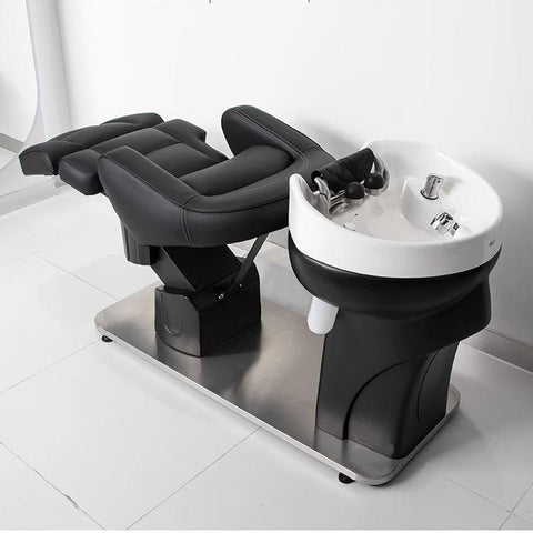 Hair salon dedicated electric lifting ceramic basin stainless steel flushing bed BJ43225413