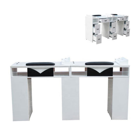 Queenail ® MDF Multi-Seats Nail Table N096 with Air Fan & UV Hole