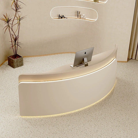 Minimalist Modern Beauty Salon Semi-Circular Curved Front Desk - GreenLife-