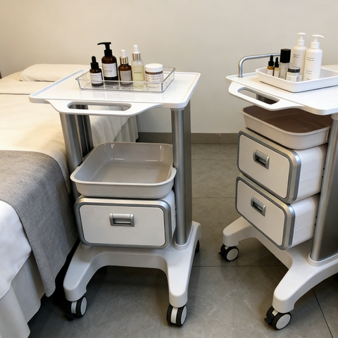 Double Drawer Salon Trolley Beauty Machine Trolley for Beauty SPA and Aesthetic Equipment