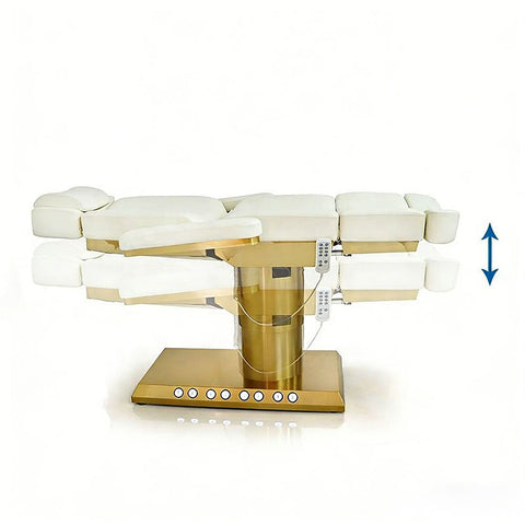 3/4 Motors Electric Facial Bed for SPA Gold Metal Base Built-in Foot Control Beauty Salon Furniture - Greenlife - Electric Facial Bed