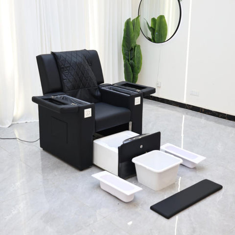 Electric Massage Reclining Foot Nail Pedicure Chair (No Pluming) With Large Armrest and Portable Basin PC-94 No plumbing