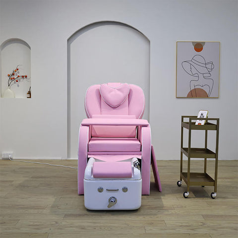 SalonLand Heart Pink Pipeless Pedicure Chair Electric Massage Manicure Chair