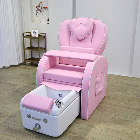 SalonLand Heart Pink Pipeless Pedicure Chair Electric Massage Manicure Chair