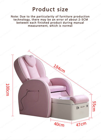 SalonLand Heart Pink Pipeless Pedicure Chair Electric Massage Manicure Chair