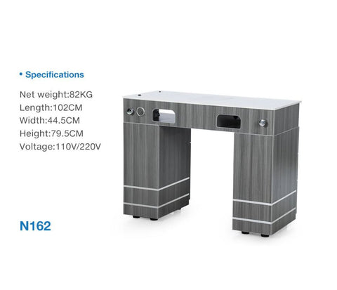 Greenlife® N162 Single Nail Table with Air Fan & UV Hole - Melamine & Sintered Stone