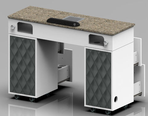 Greenlife® N174K Single Nail Table with Air Fan & UV Hole – Melamine & Sintered Stone Manicure Desk