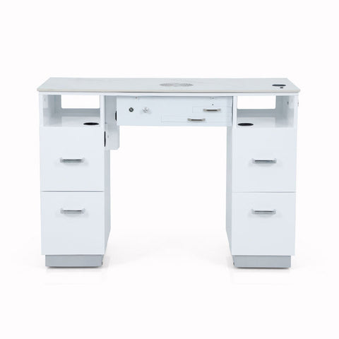 Queenail ® P-N198M Single Nail Table with Fan & UV Hole & Leather Trim - Greenlife - Nail Table