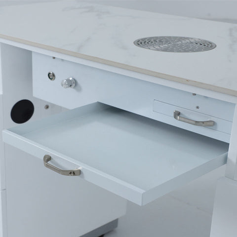 Queenail ® P-N198M Single Nail Table with Fan & UV Hole & Leather Trim - Greenlife - Nail Table