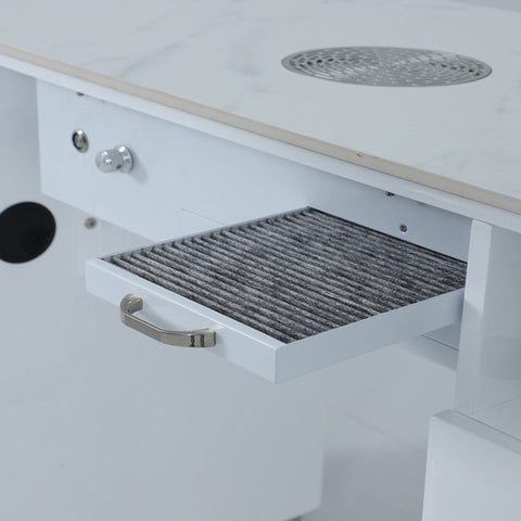 Queenail ® P-N198M Single Nail Table with Fan & UV Hole & Leather Trim - Greenlife - Nail Table