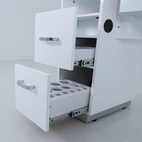 Queenail ® P-N198M Single Nail Table with Fan & UV Hole & Leather Trim - Greenlife - Nail Table