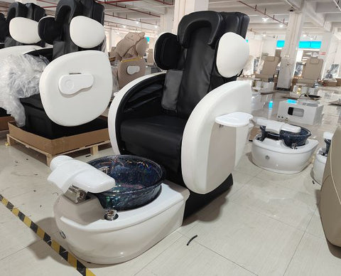 SalonLand Professional Electric Pedicure Chair Adjustable Backrest Ceramic Basin Massage Function