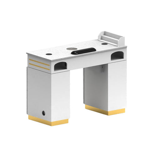 Greenlife® Single Nail Table P-N196M withFan & Leather Trim - Sintered Stone Top