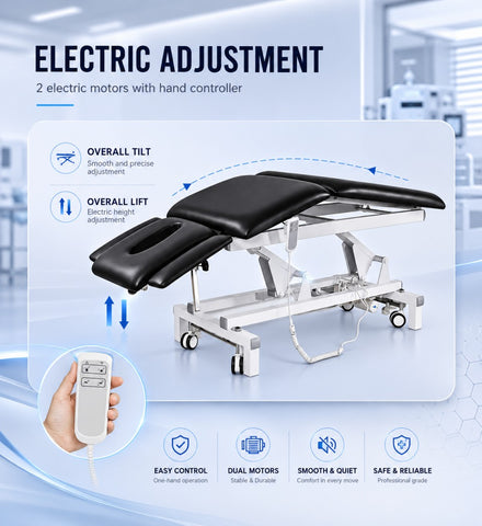 2 Motor Electric Treatment Table | Adjustable Physical Therapy & Examination Bed for Physiotherapy, Chiropractic, Rehab & Clinic
