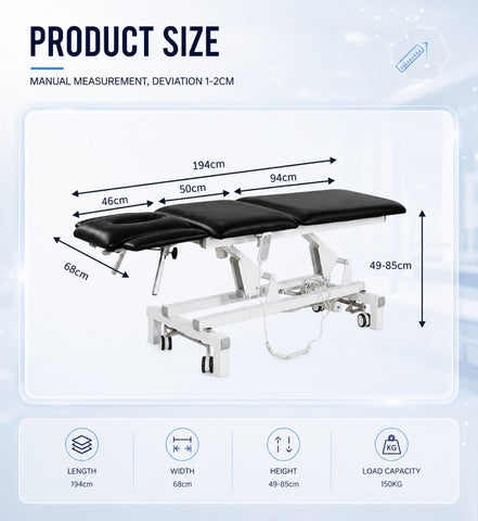2 Motor Electric Treatment Table | Adjustable Physical Therapy & Examination Bed for Physiotherapy, Chiropractic, Rehab & Clinic